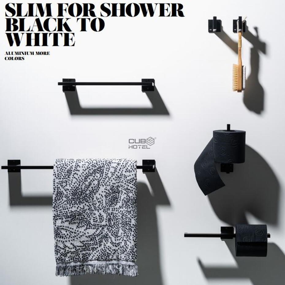 Toalheiro Slim Alumínio Preto 60cm